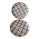 Two dessert plates Moulin des Loups with a pink and grey tablecloth design.