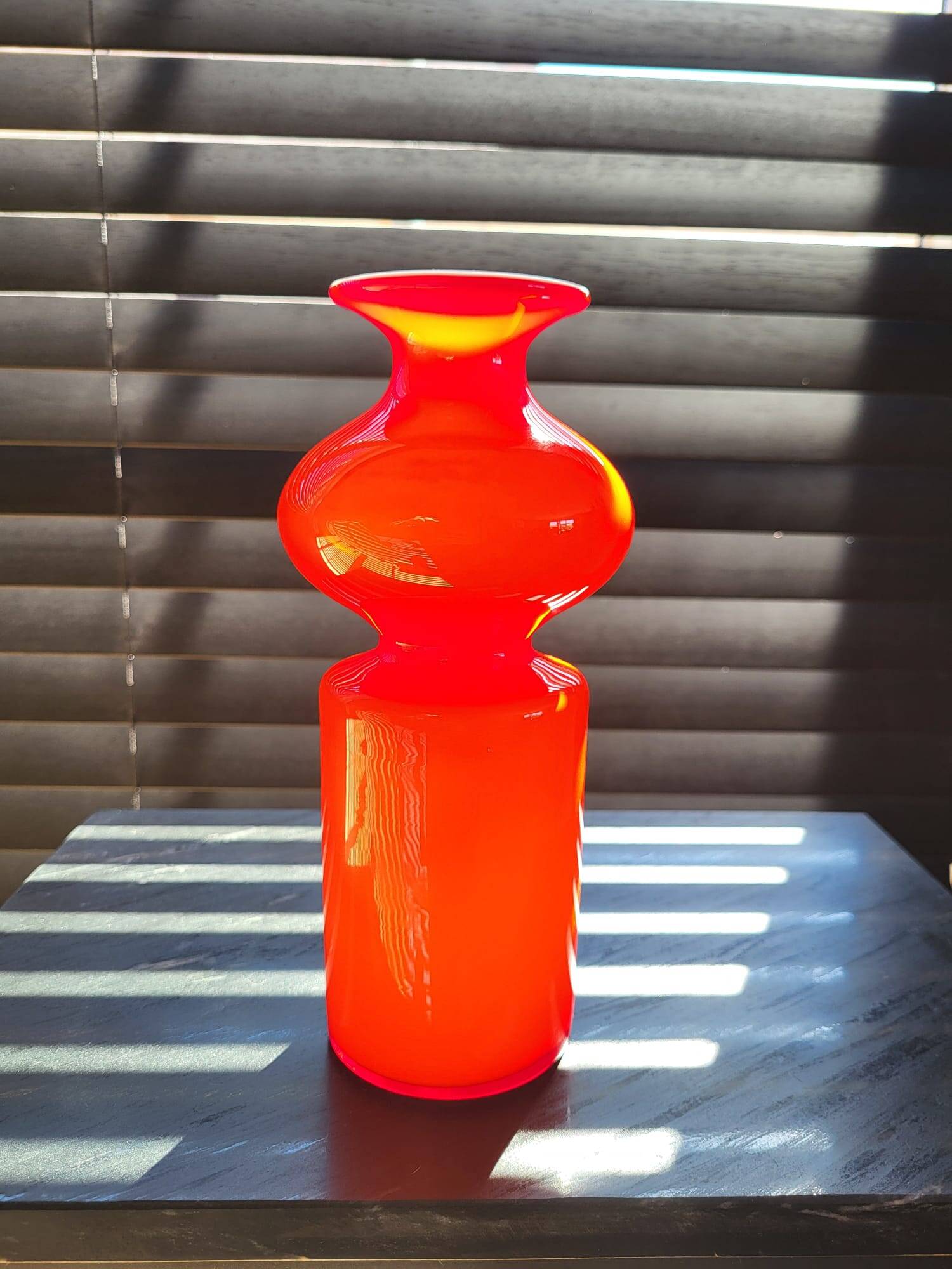 Scandinavische glazen hooped vaas Per Lütken voor Holmegaard, Denmark, 1950