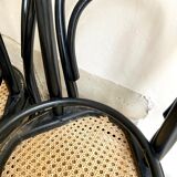 Set of 4 bistro chairs in black arched beech and canning