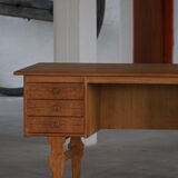 Free-standing oak desk, Mid-century modern Danish, Henning Kjærnulf, 1950s