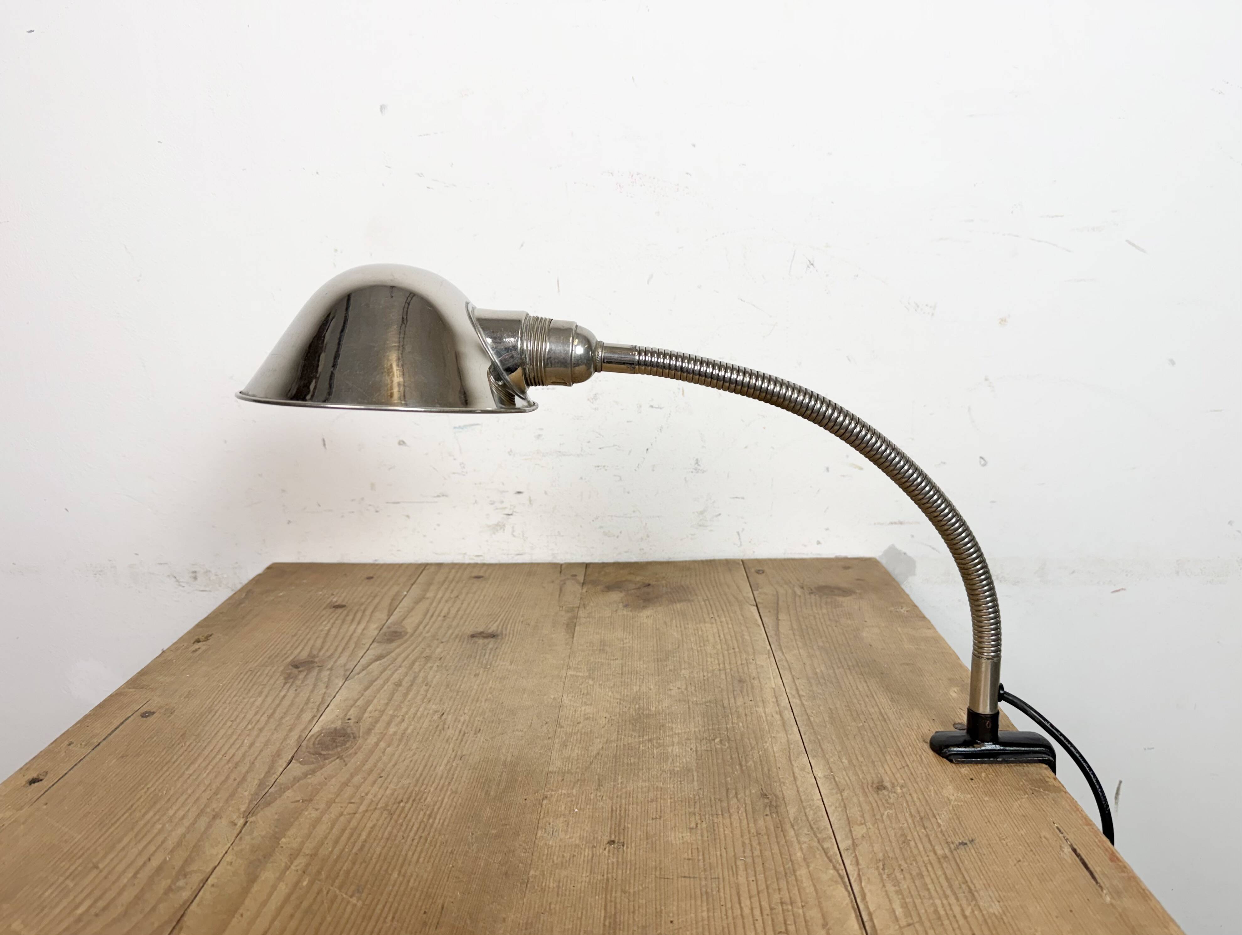 Vintage Industrial Chrome Gooseneck Table Lamp, 1950s