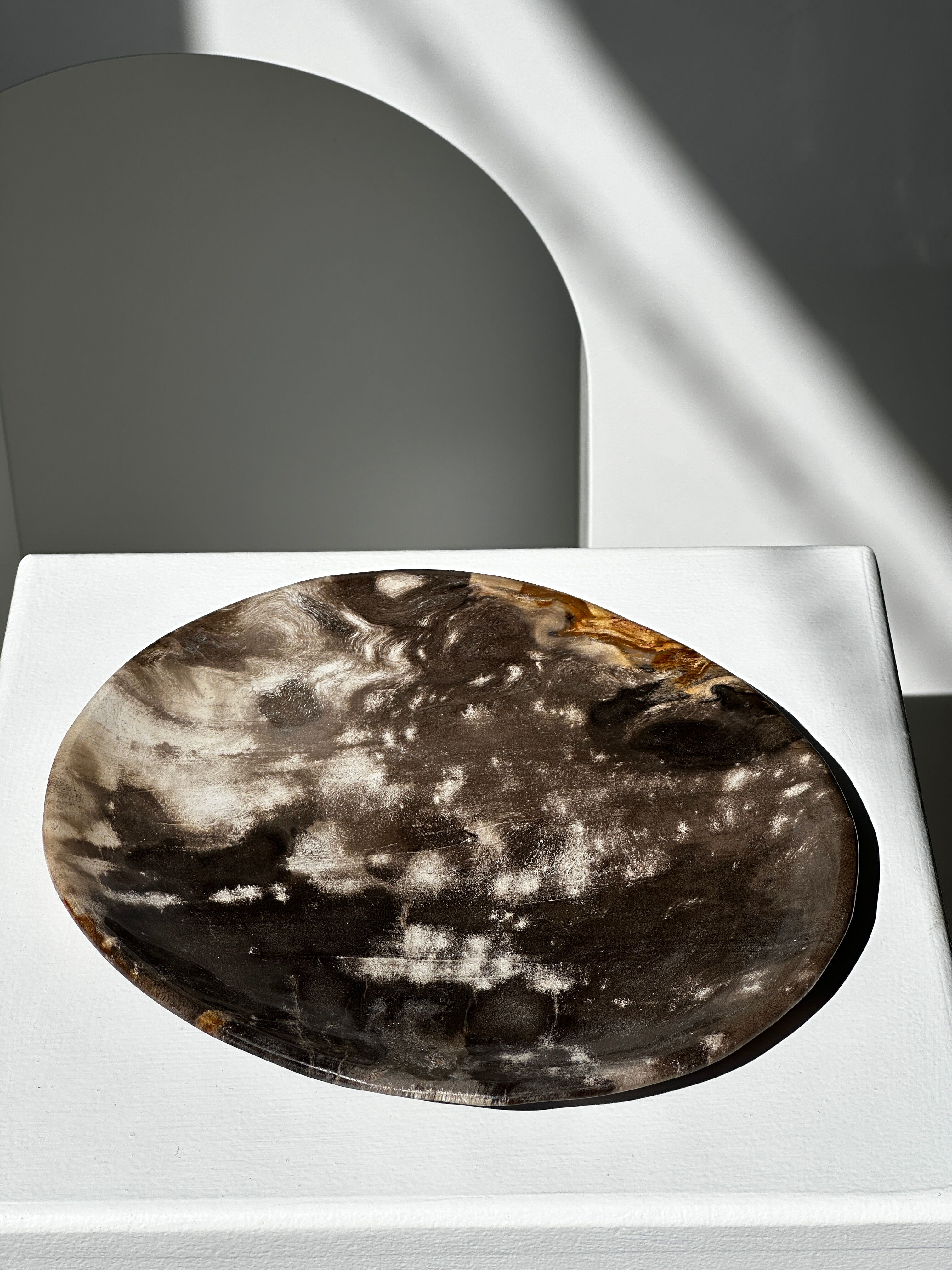 Dish in petrified wood