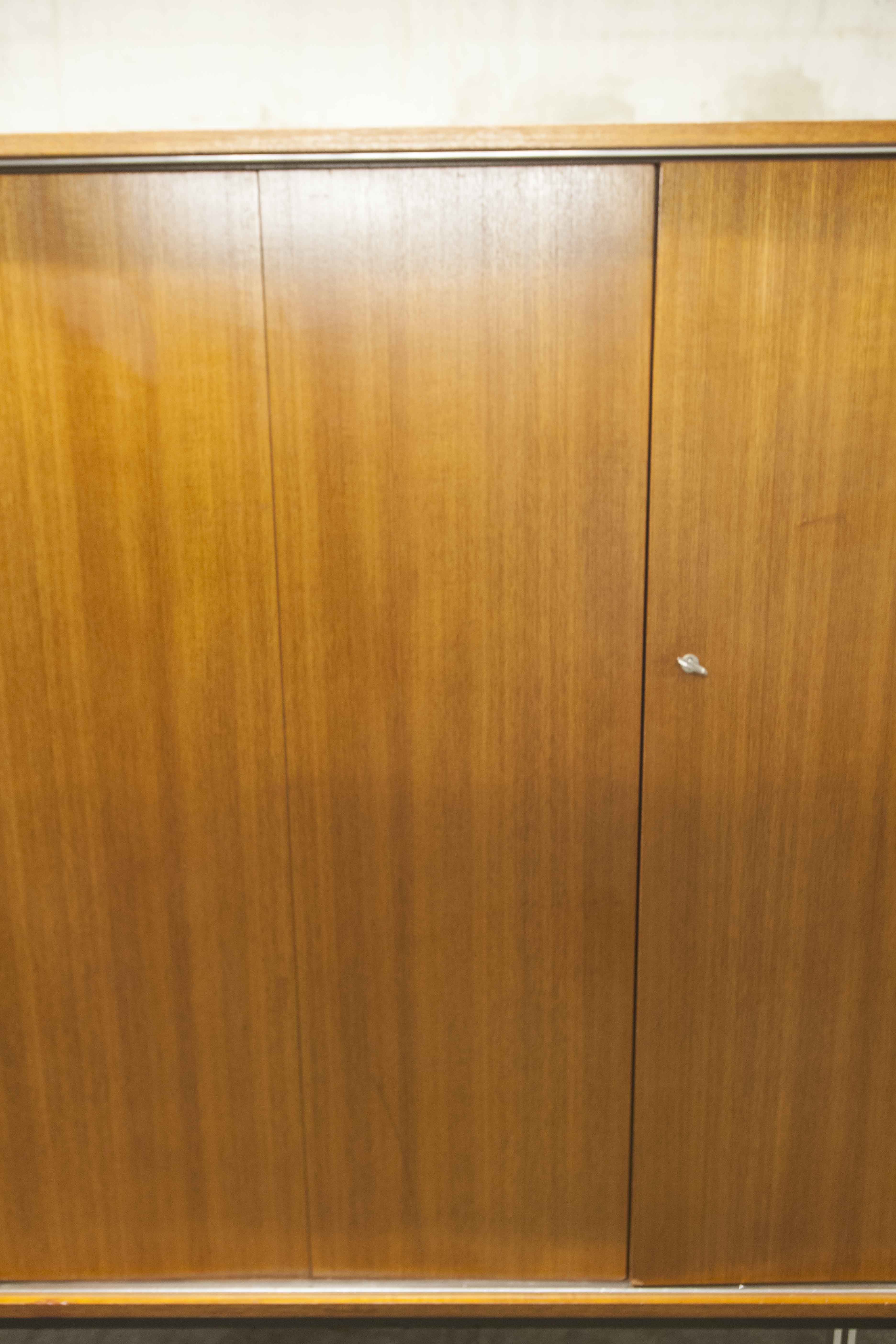 Wardrobe 1970 teak 4 doors half wardrobe half shelf 182 cm