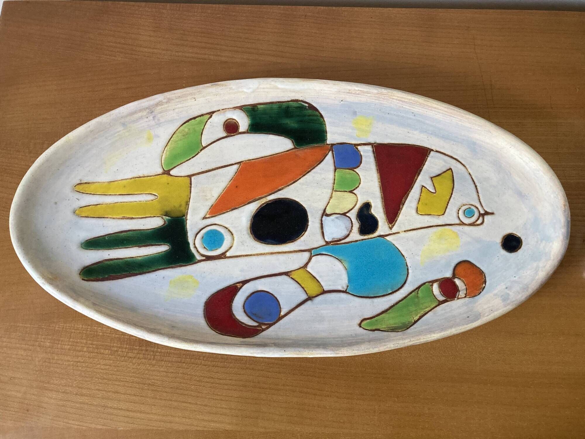 Enamelled ceramic dish MC Treinen Vallauris