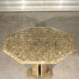Octagonal post-modernist lounge table in marble beaded massive green quartz, Italy 1970s