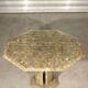 Octagonal post-modernist lounge table in marble beaded massive green quartz, Italy 1970s