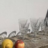 10 old cut stemmed glasses