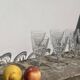 10 old cut stemmed glasses