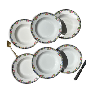 6 assiettes creuses en porcelaine