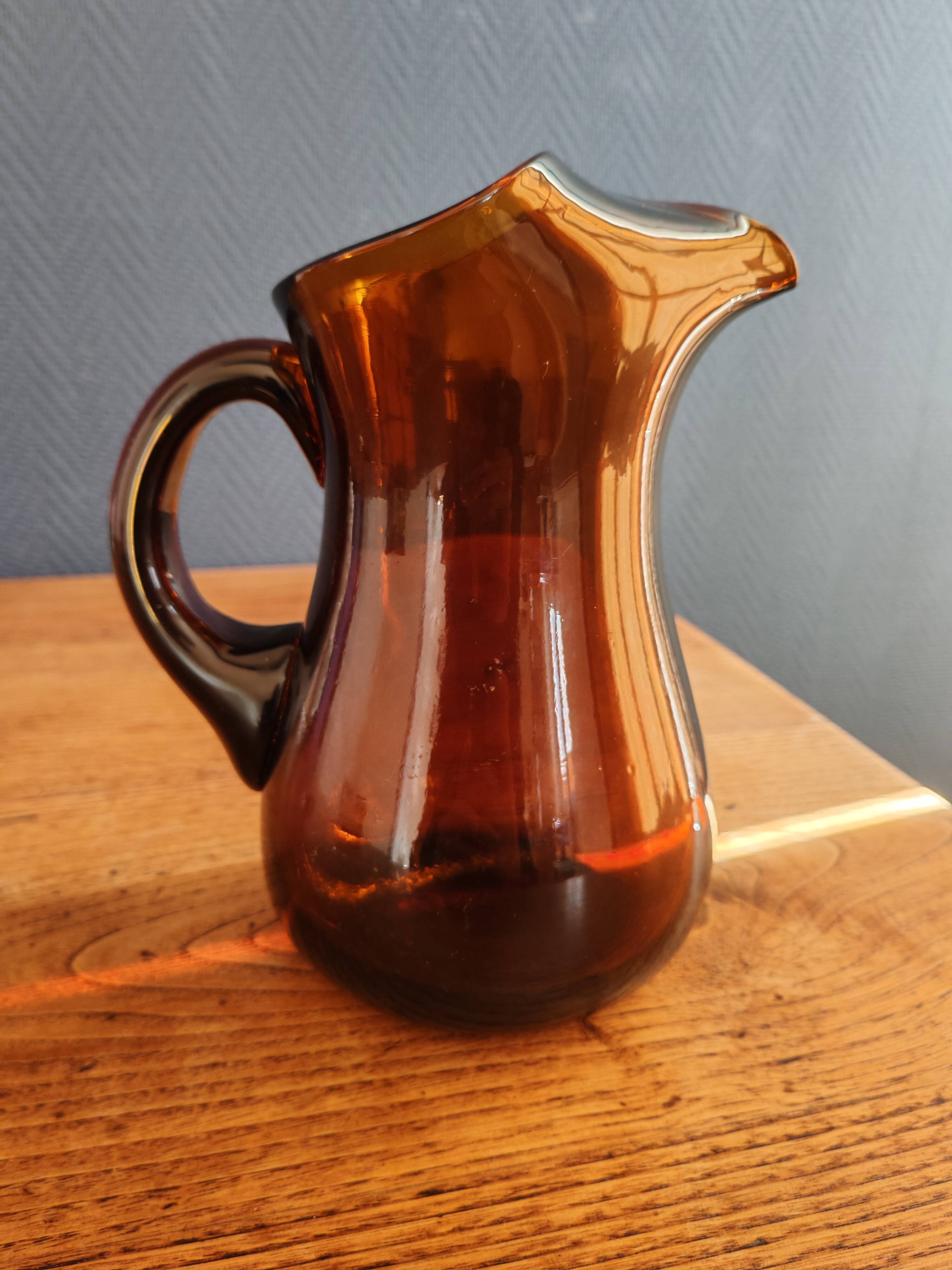 Carafe à Sangria Vintage Espagnole - Pichet en Verre Ambré Rétro