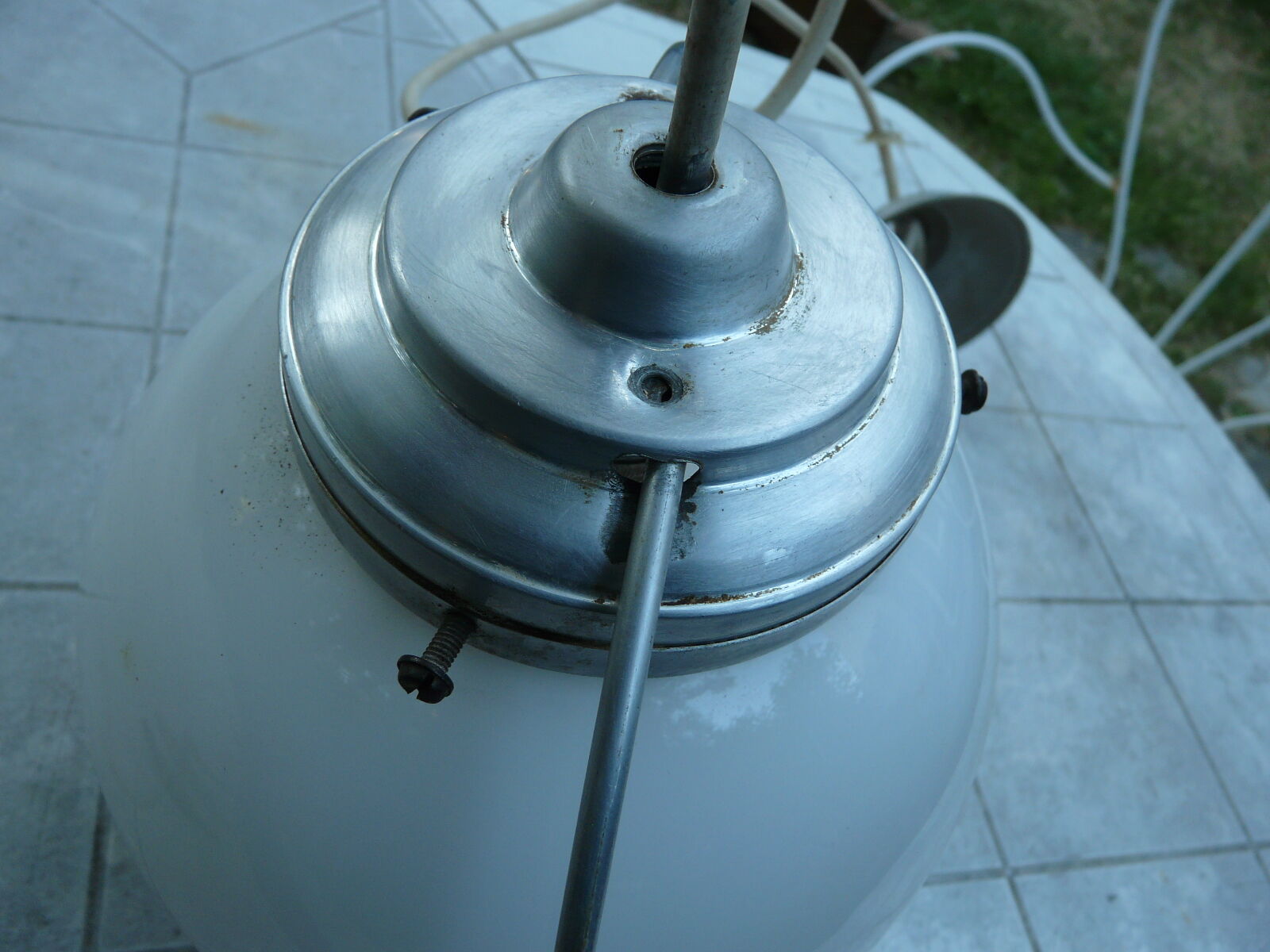 Ceiling lamp opaline ball years 40