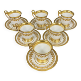 Series of 6 large Empire period chocolate cups in Paris porcelain circa 1800