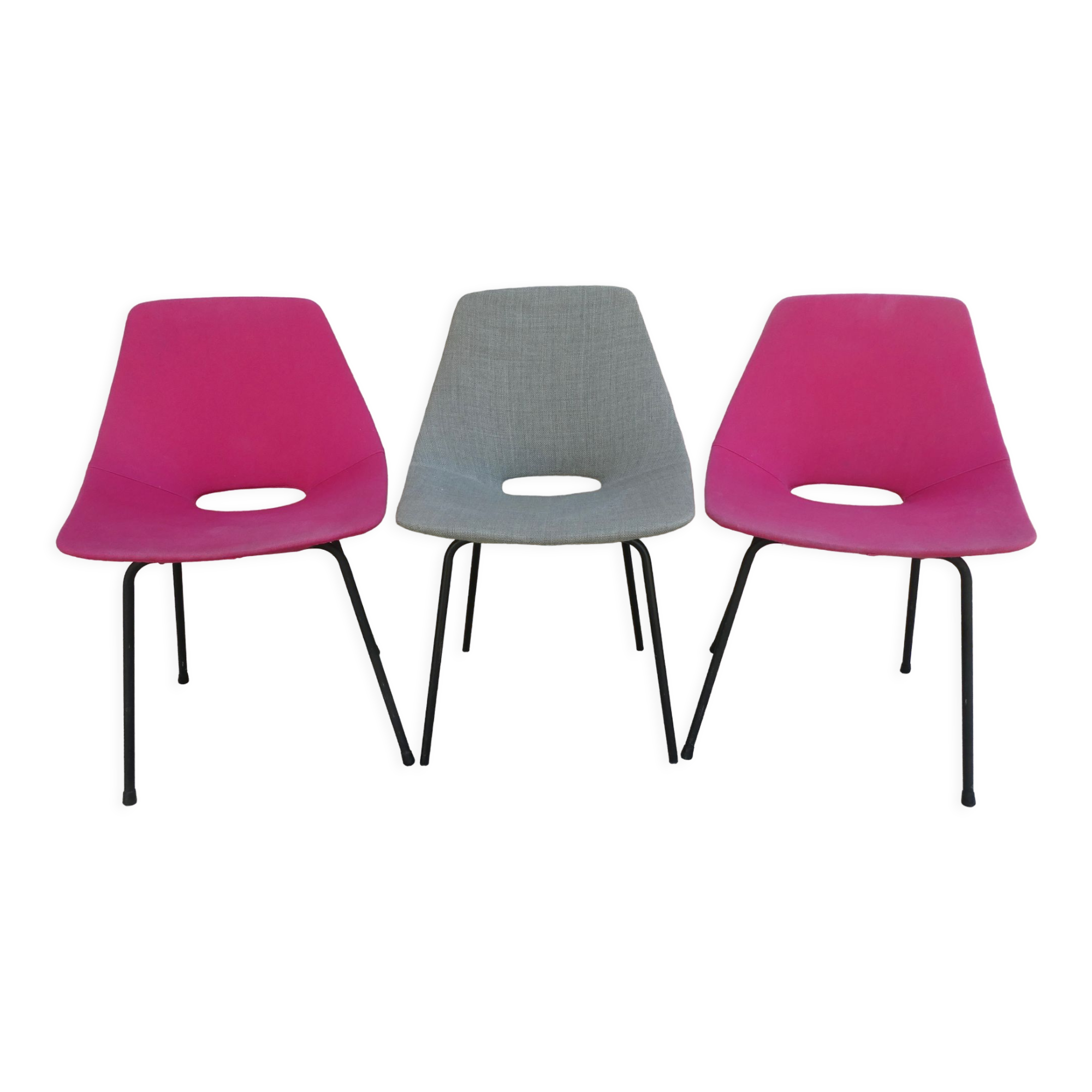 Trio of tonneau chairs by Pierre Guariche for Steiner