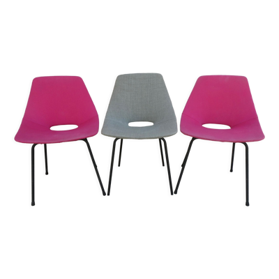 Trio de chaises tonneau de Pierre Guariche pour Steiner