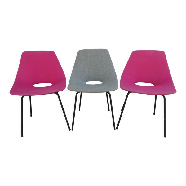 Trio de chaises tonneau de Pierre Guariche pour Steiner