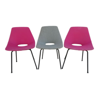 Trio de chaises tonneau de Pierre Guariche pour Steiner