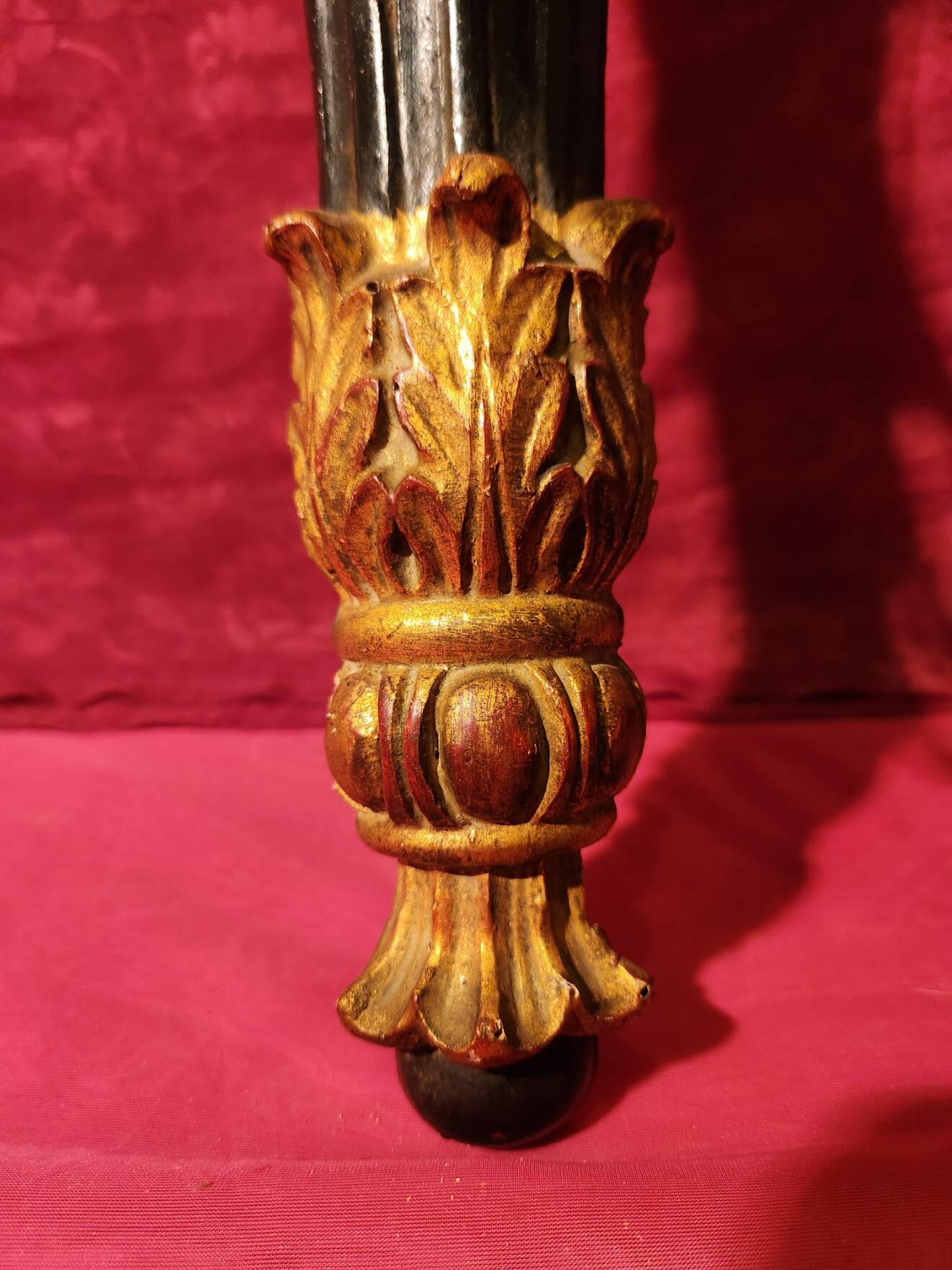 Large antique double wall light in gilded and black wood from the attic