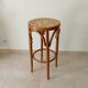 Vintage curved wooden high stool and tanned seat
