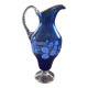 Hand-painted cobalt blue glass carafe – Bohemia – 1950s-1970s