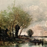 Jean-Baptiste Camille Corot, reproduction artisanale sur toile du musée des Beaux-Arts de Reims avec certificat