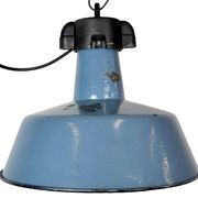 Industrial Blue Enamel Factory Lamp with Cast Iron Top, 1960s