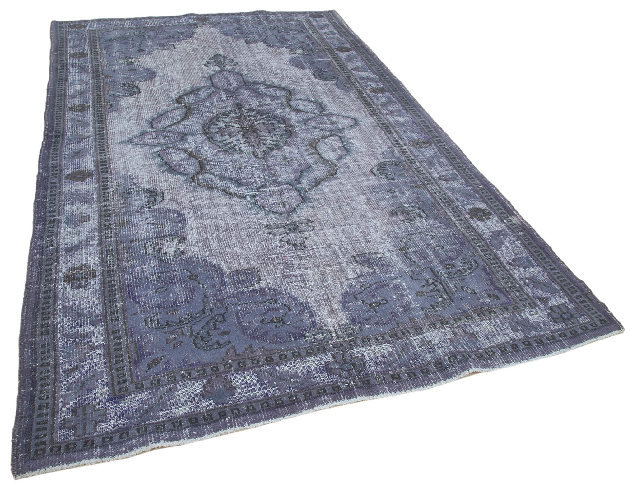 Tapis anatolien rustique des années 1980 noué à la main 174 cm x 280 cm gris
