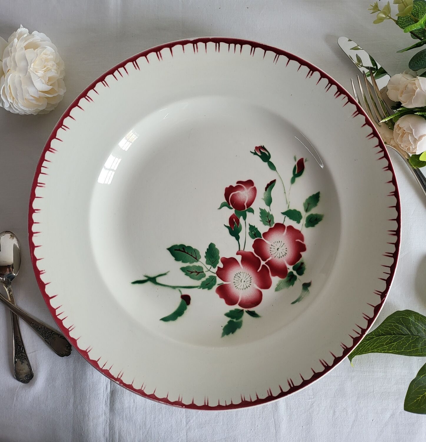 Large round serving platter sarreguemines, epernay model