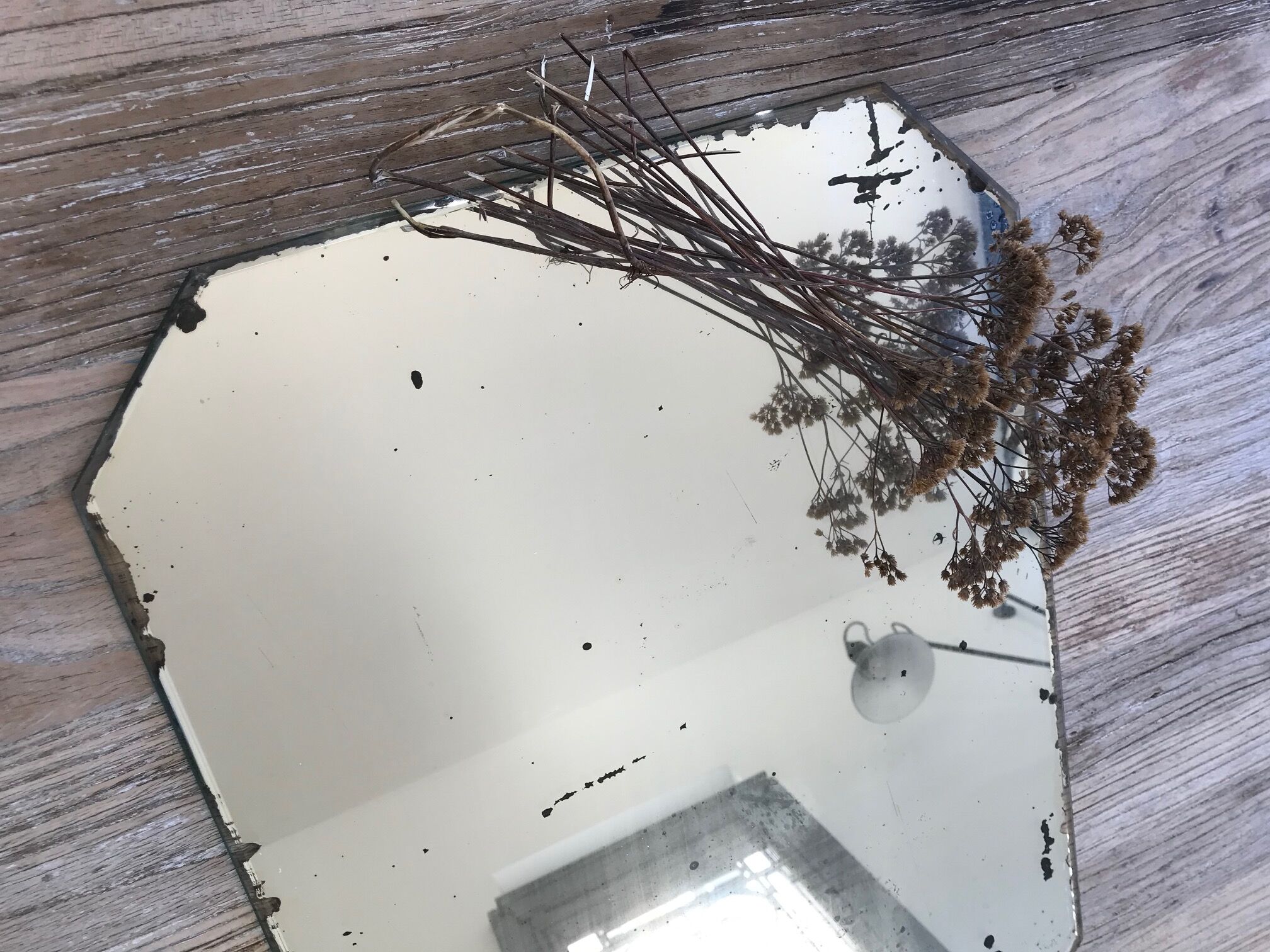 Old octagonal beveled mirror