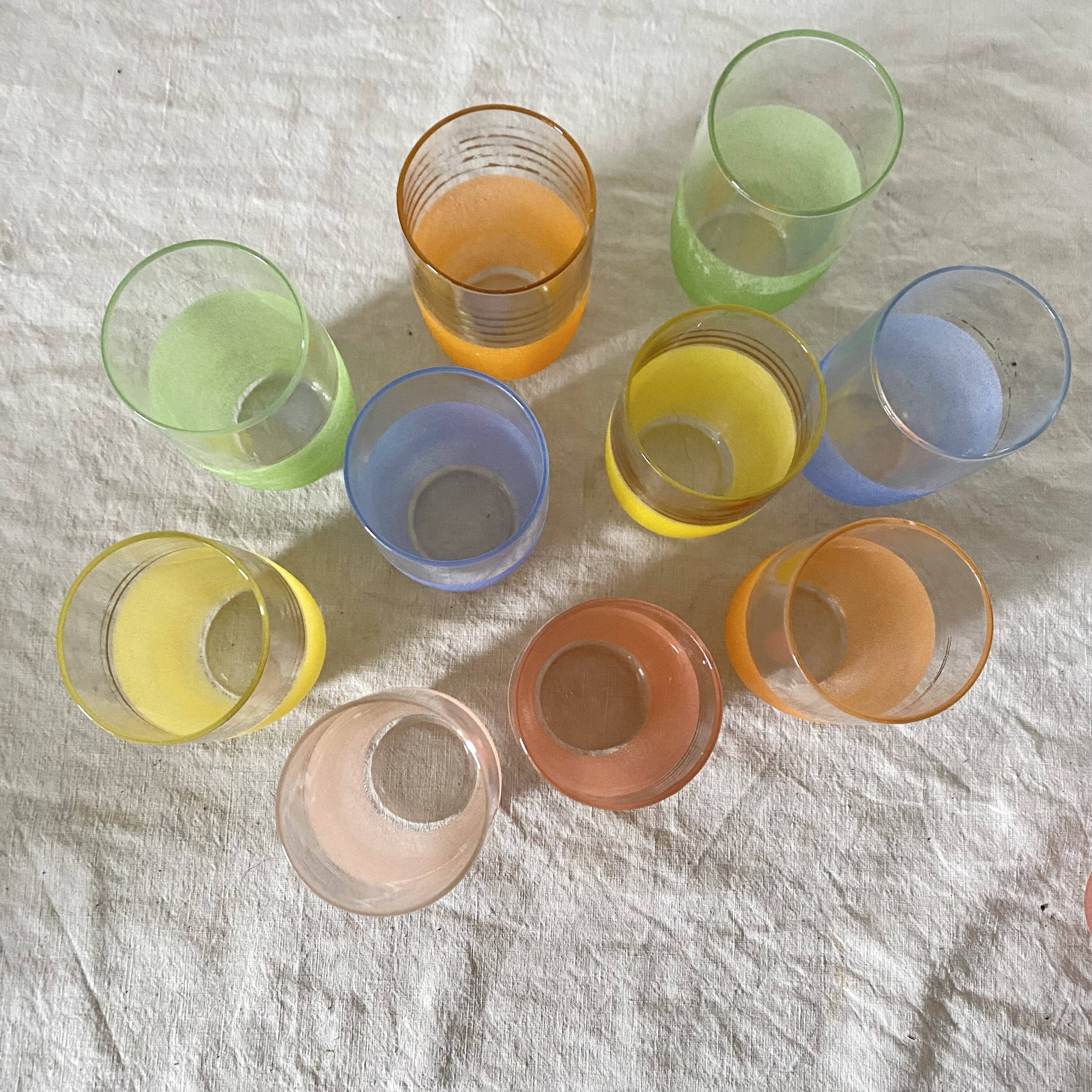 60s colored tall glasses