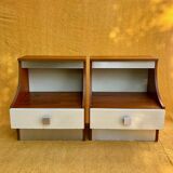 Duo of illuminated bedside tables from the 1970s