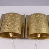 Mid-Century Modern Brutalist Brass Wall Lamps from Boréns, Set of 2, 1970s
