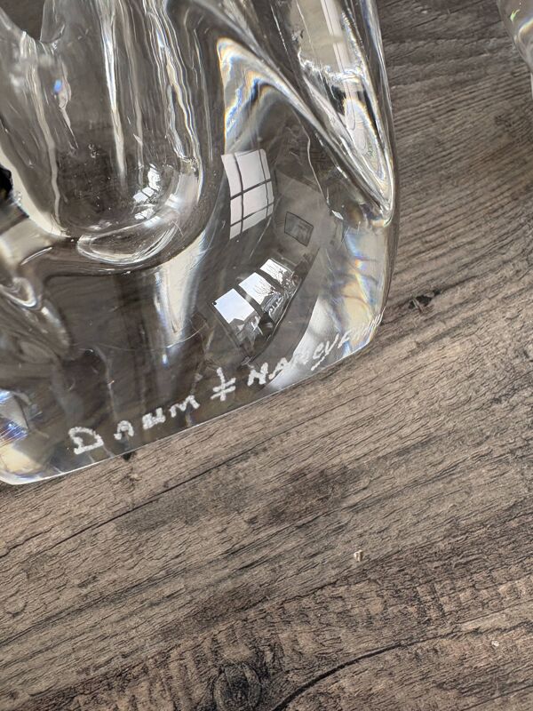 Duo de bougeoirs Rose en cristal de Daum France