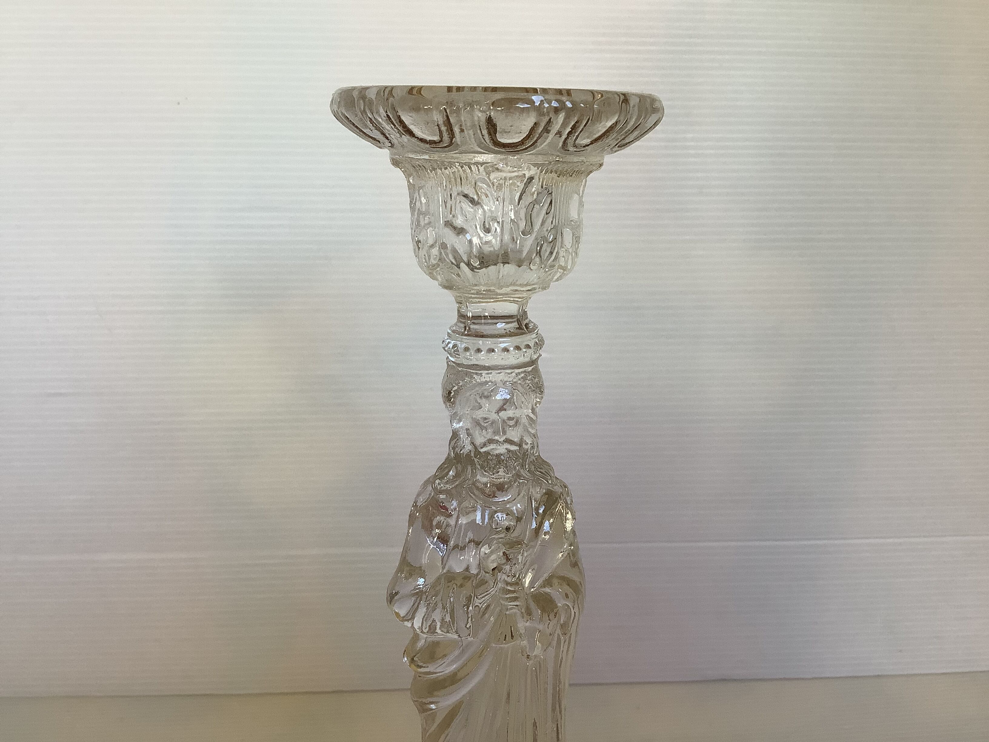 Antique moulded glass candlestick