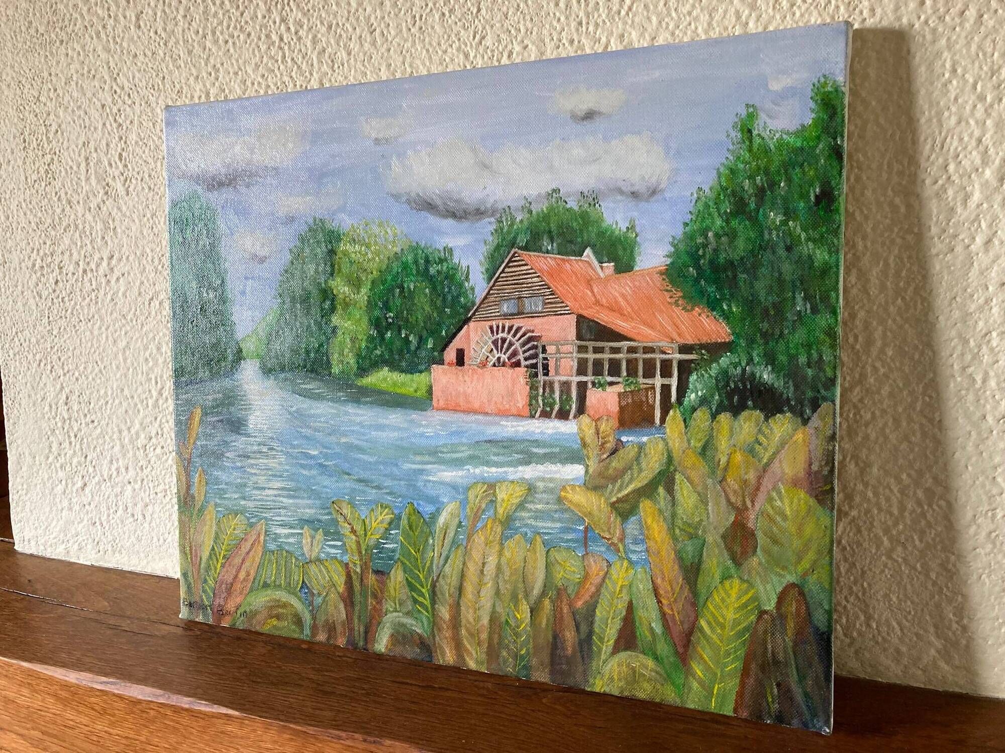 Oil painting "The Mill of Maintenay" Hauts-de-France
