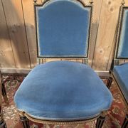 Set of 4 Napoleon III chairs in black and gold.