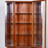 Restored art deco walnut display cabinet, revived original varnish, czechia, 1920s