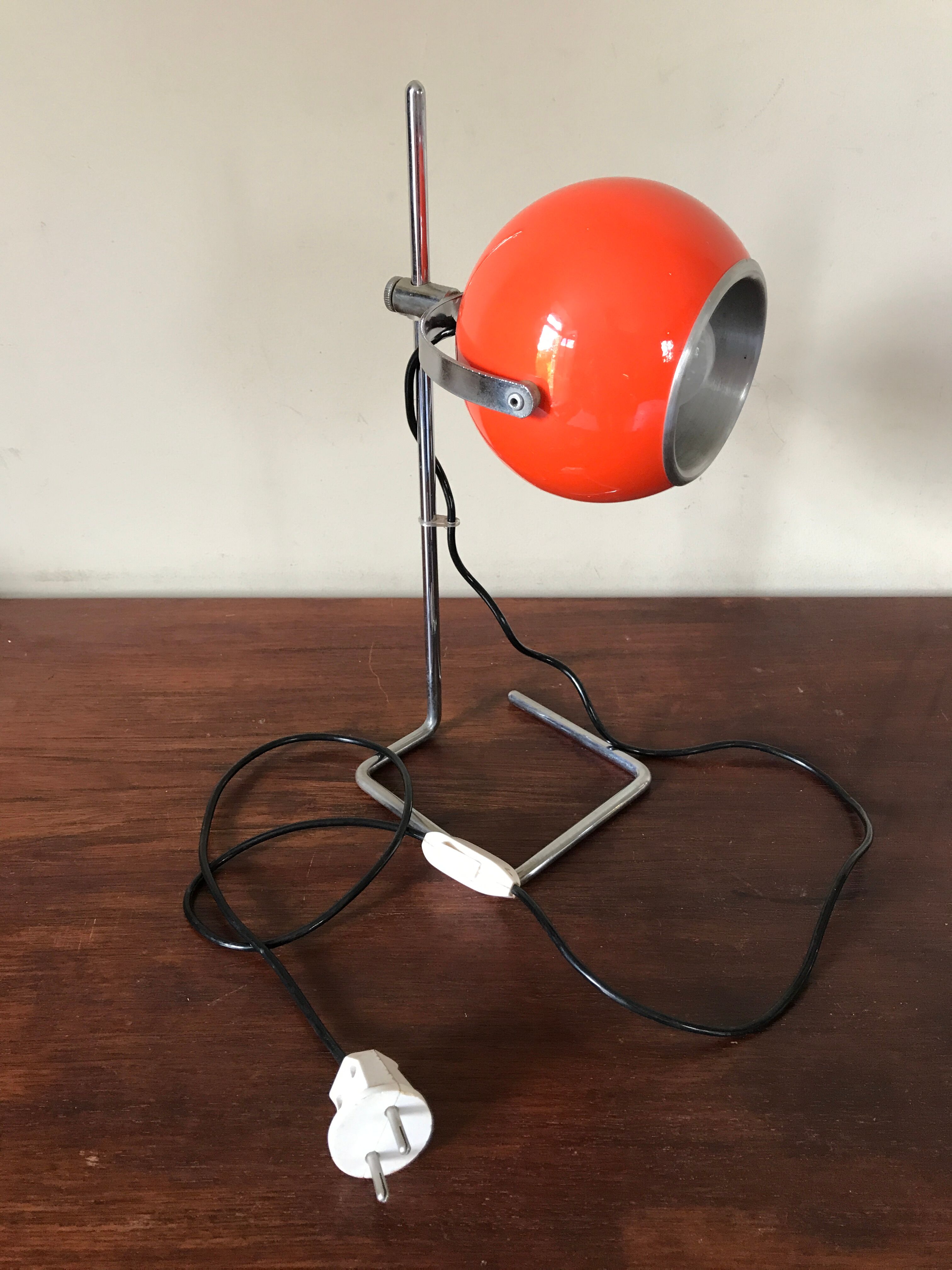 Lampe eye ball orange vintage années 70