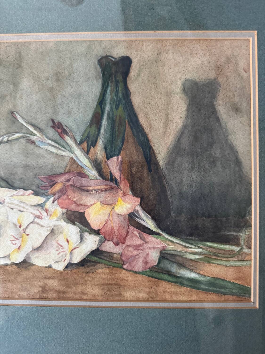 Aquarelle nature morte florale ancienne