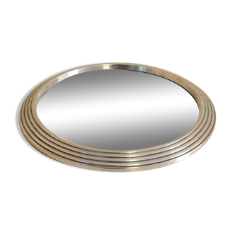 Small brushed aluminum mirror tray, 1940 - 23 cm