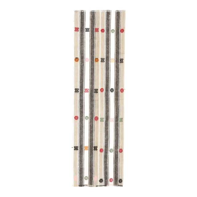 1970s Turkish Oushak handmade wool cotton white runner  70x241