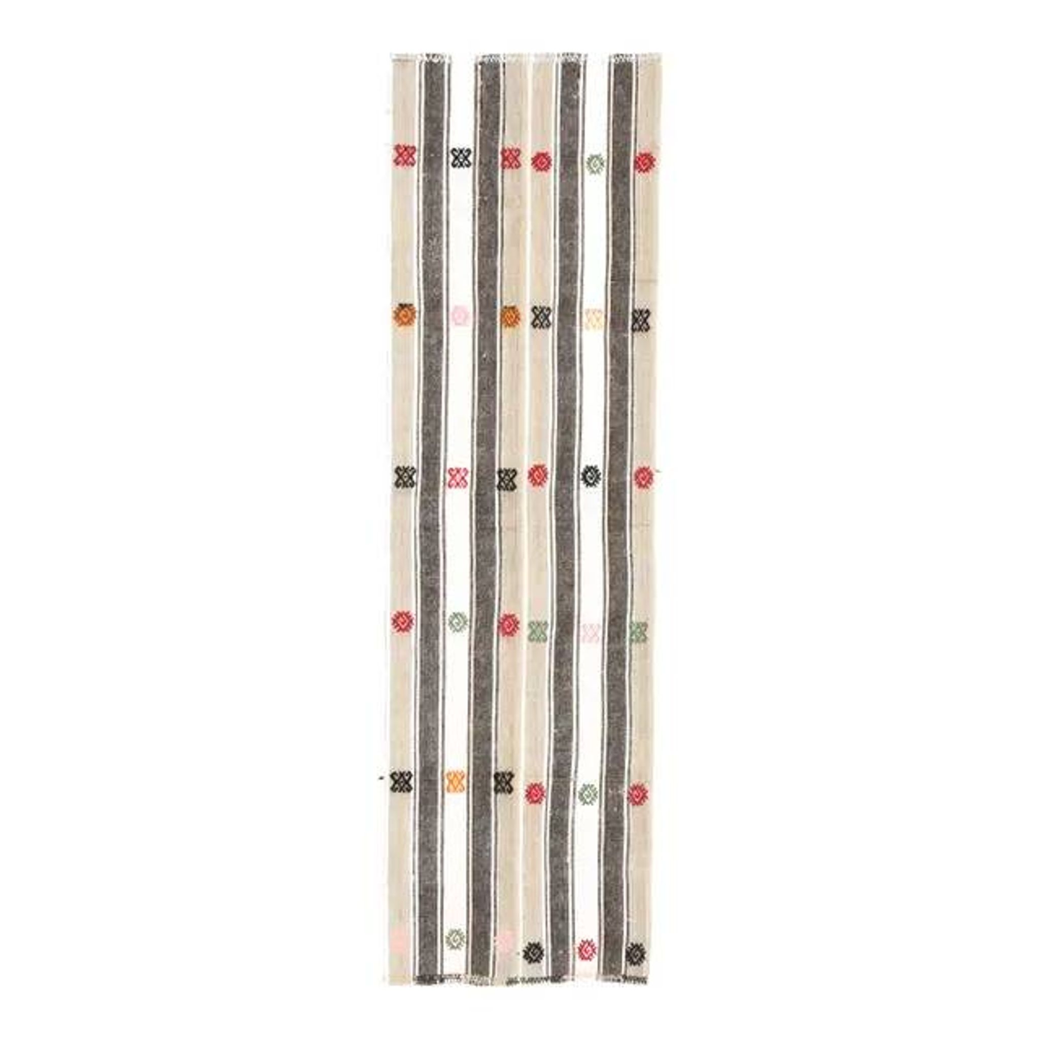 1970s Turkish Oushak handmade wool cotton white runner  70x241