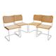 Set of 4 Italian rattan and white metal chairs