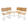 Set of 4 Italian rattan and white metal chairs