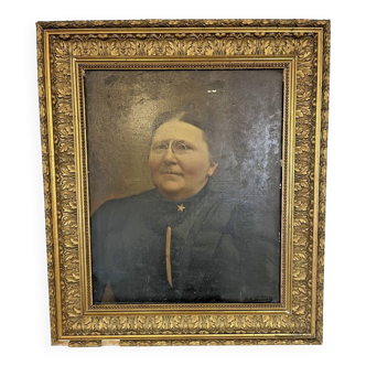 Oil painting on canvas – Portrait of a woman with glasses – 18th century