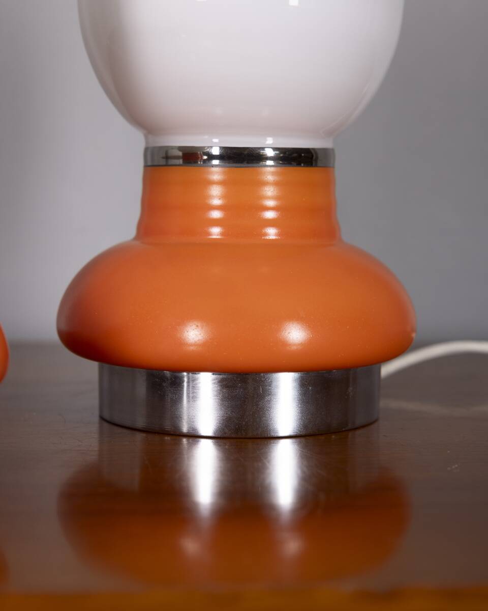 Vintage Italian Glass Table Lamps, 1970s, Set of 2