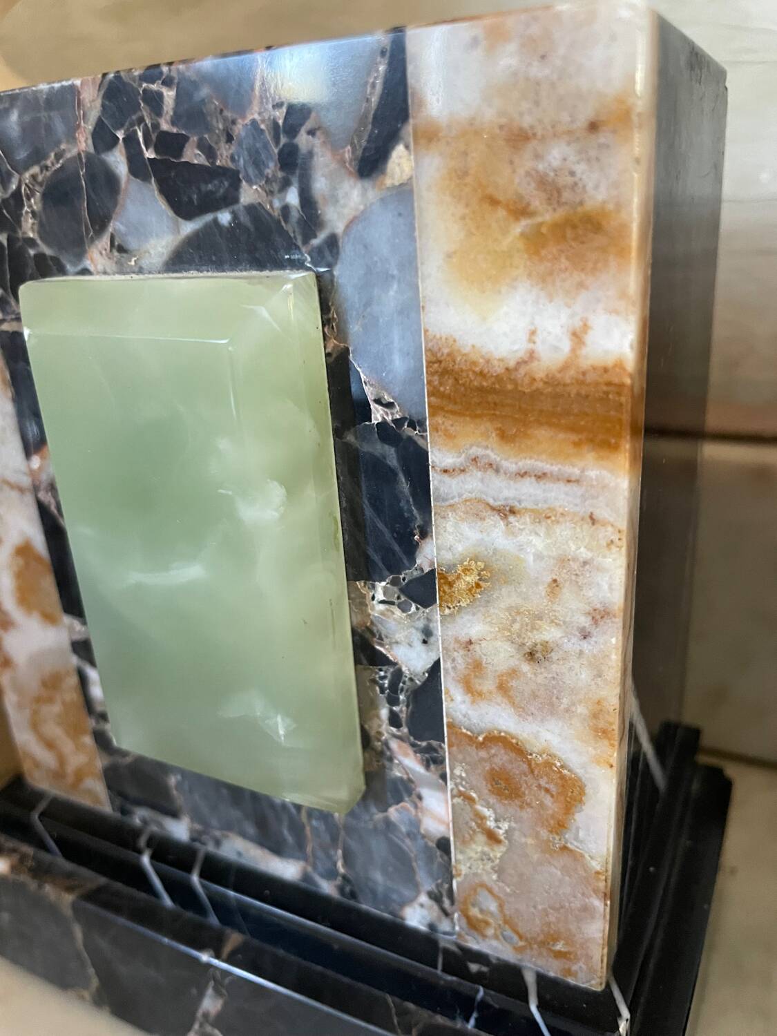Pair of Art Deco marble and onyx bookends