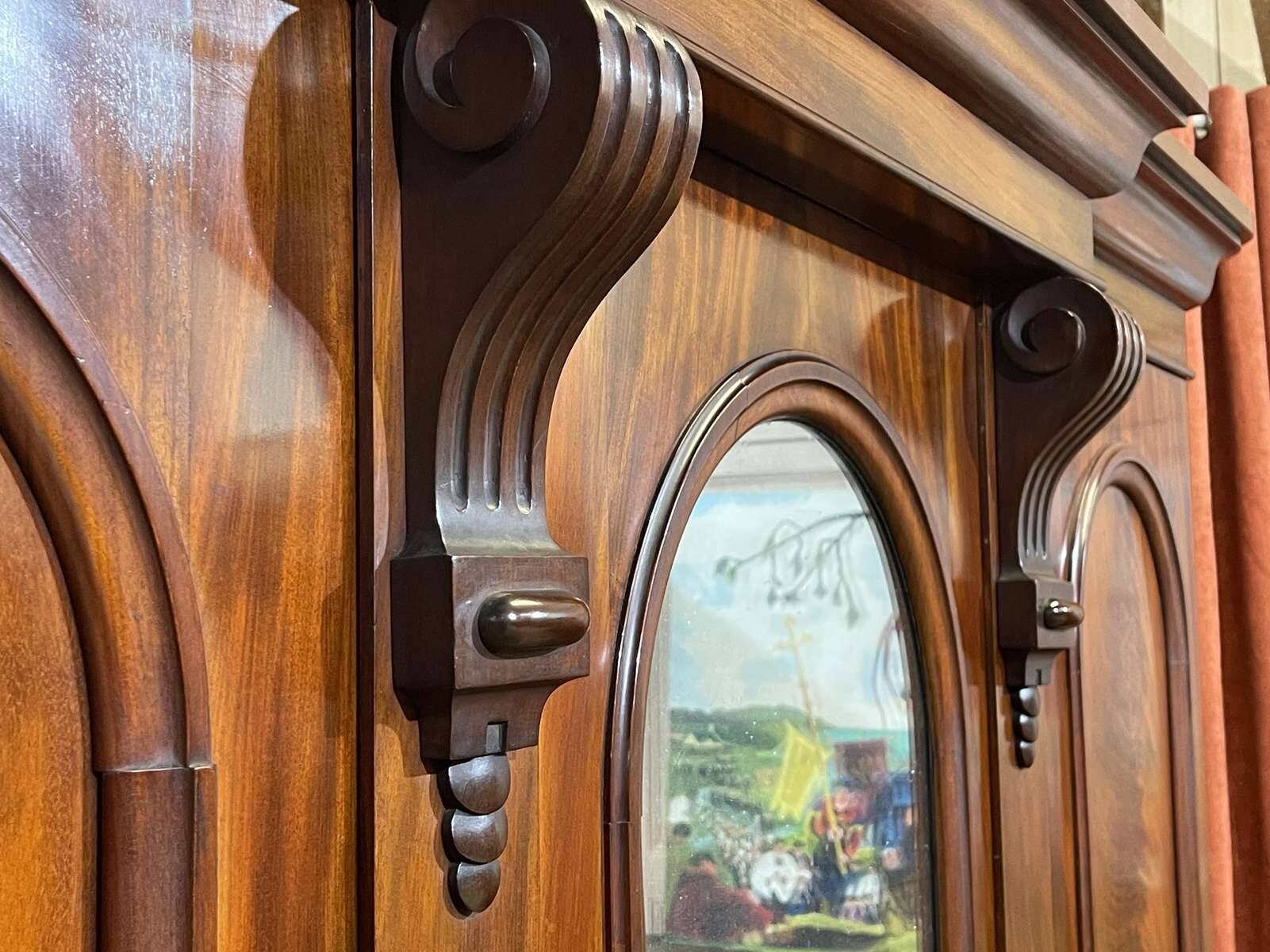 Victorian mahogany dressing wardrobe from the 19th century.