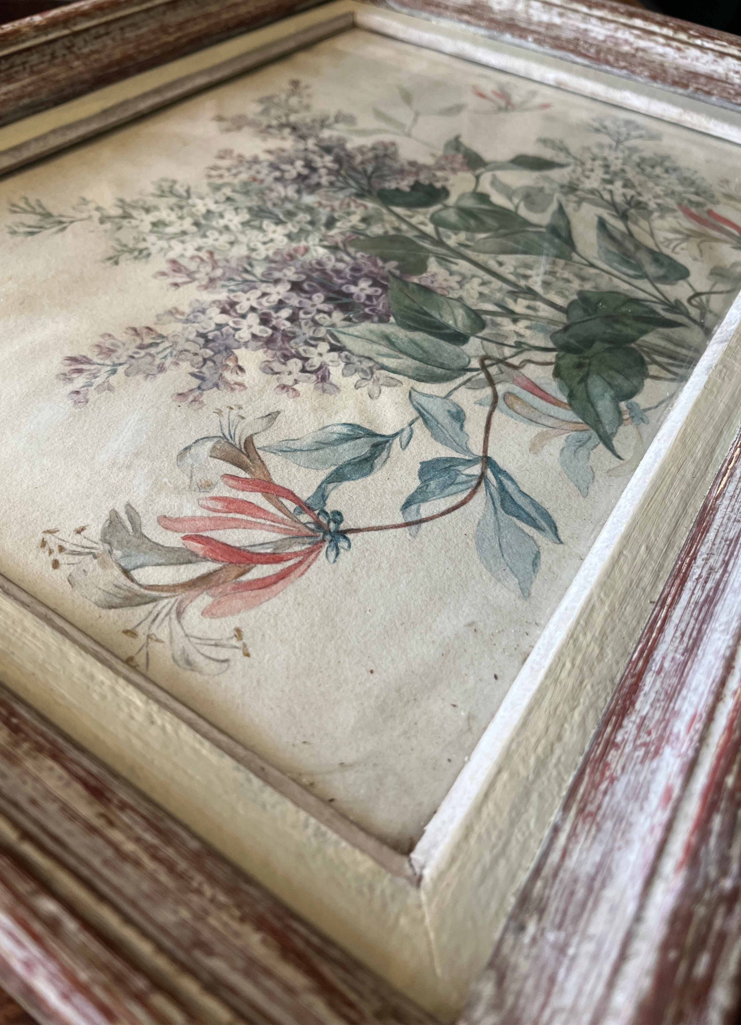 Watercolour painting "Wildflowers" from the early 20th century + frame