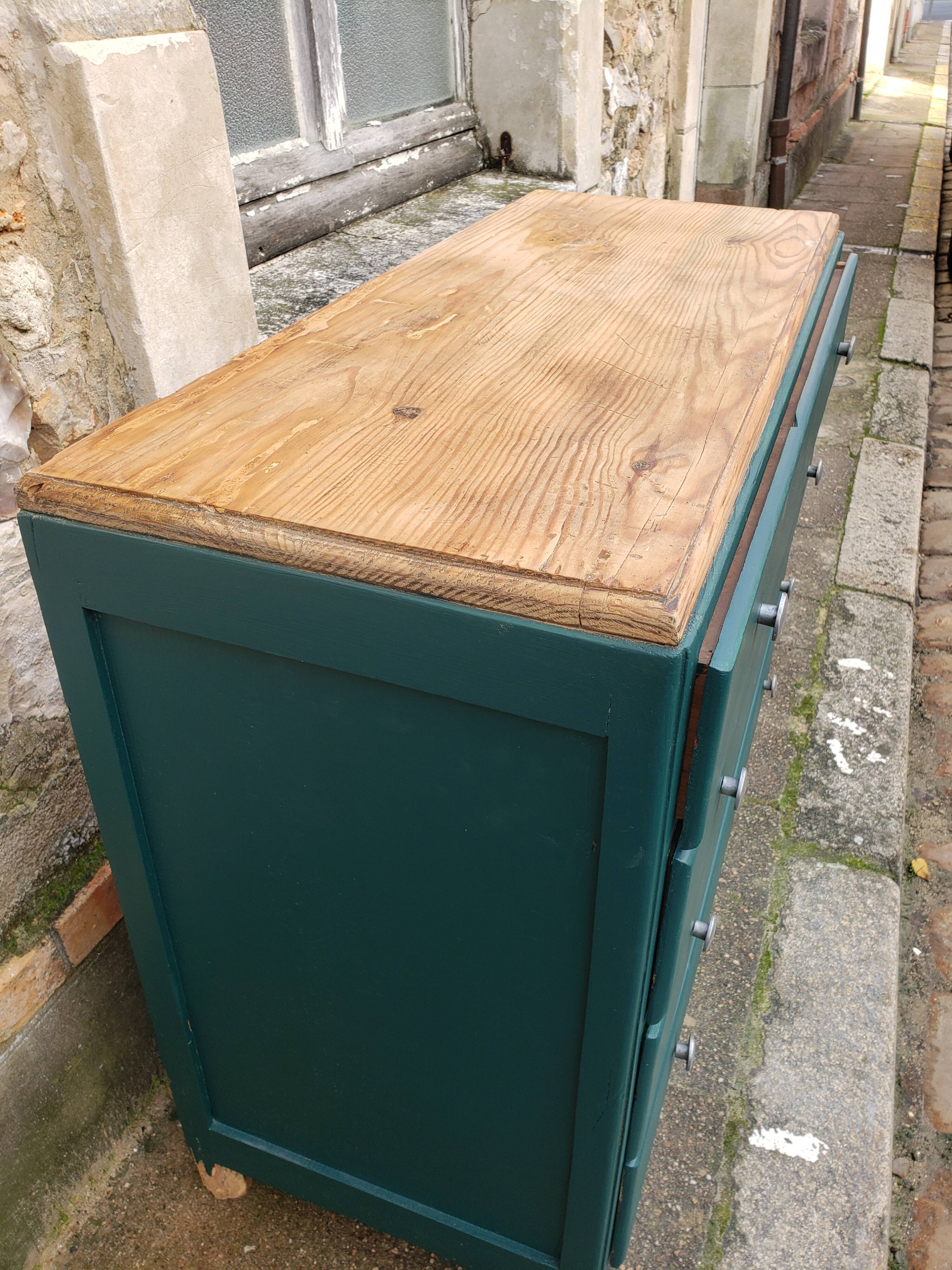 Deep turquoise and wood vintage dresser