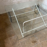 Italian glass coffee table with castors